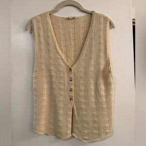Cream Button-Up Knit Tank Top